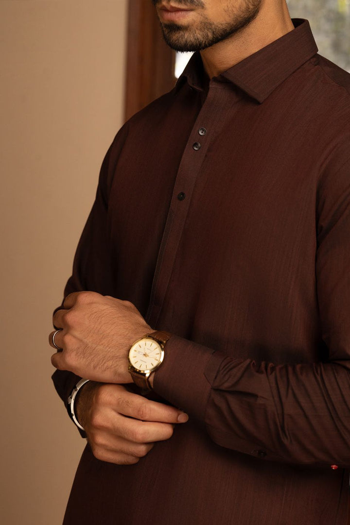 Polyester Maroon Kameez Shalwar - Almirah