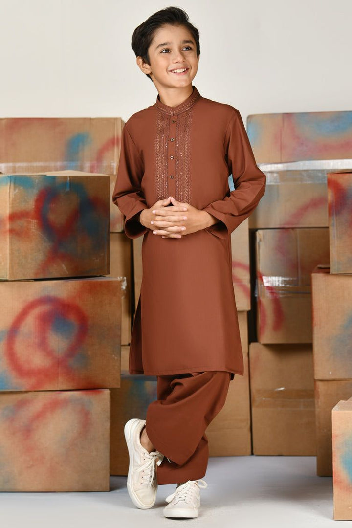 Blended Rust Shalwar Kameez - J. Junaid Jamshed
