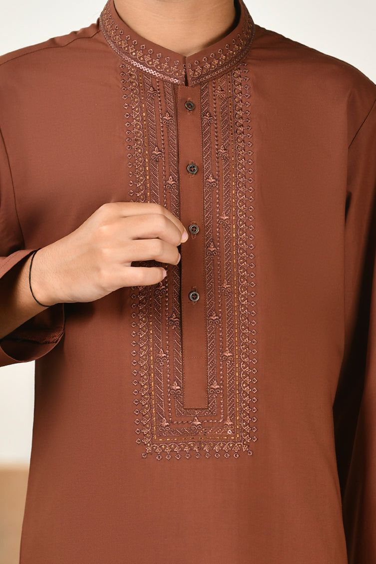 Blended Rust Shalwar Kameez - J. Junaid Jamshed