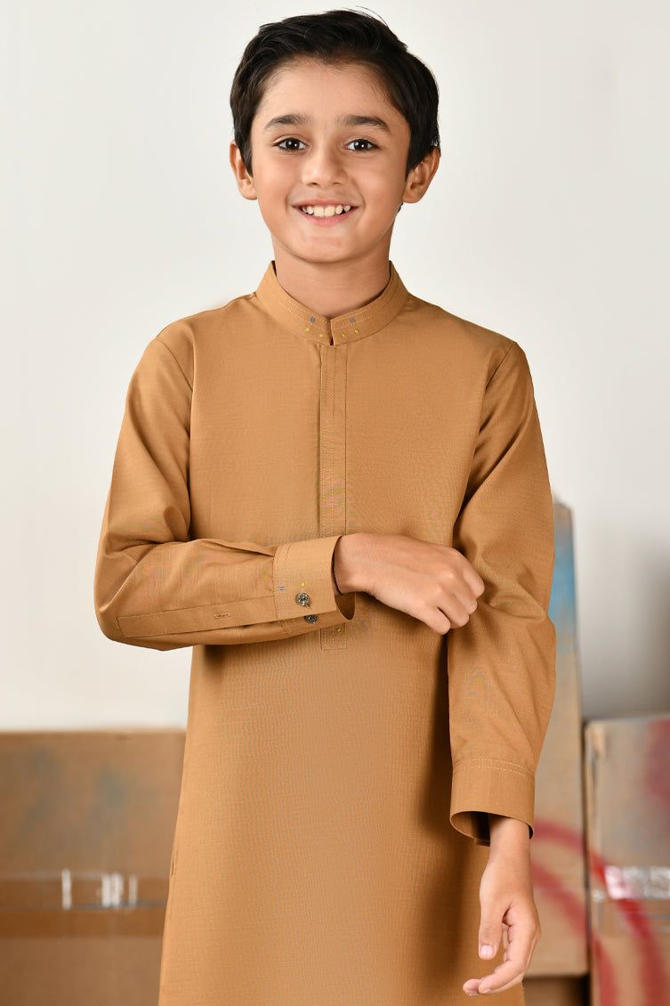 Blended Camel Brown Shalwar Kameez - J. Junaid Jamshed