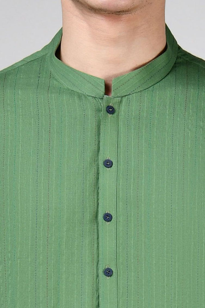 Cotton Green Kurta - J. Junaid Jamshed