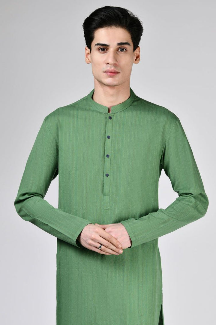 Cotton Green Kurta - J. Junaid Jamshed