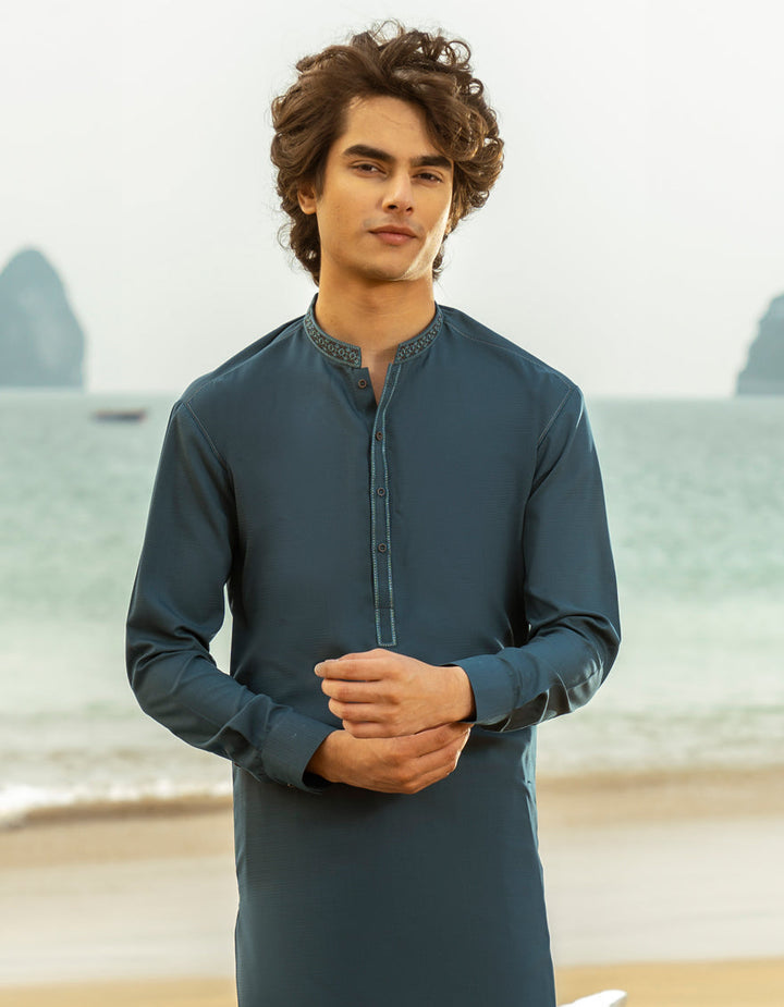 Blended Blue Shalwar Kameez- J. Junaid Jamshed