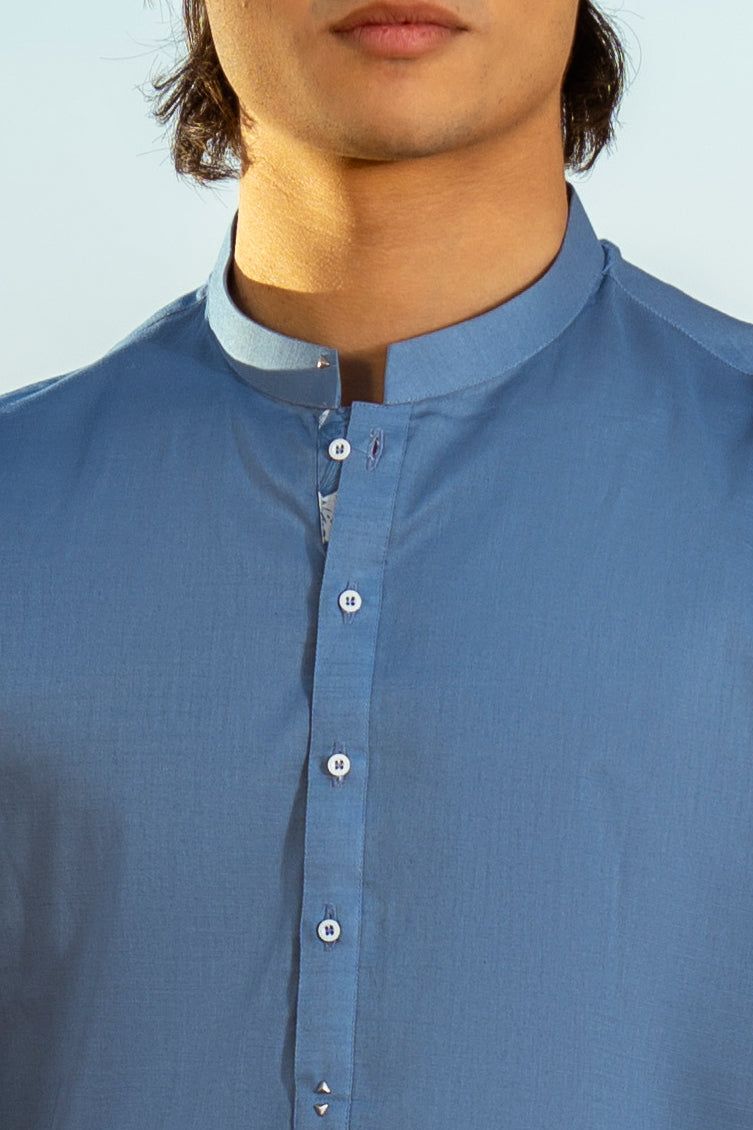 Cotton Blue Kurta - J. Junaid Jamshed