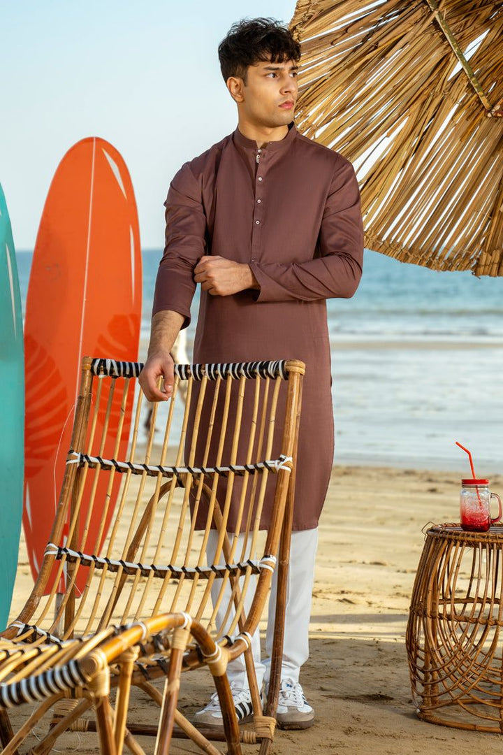 Cotton Brown Kurta - J. Junaid Jamshed