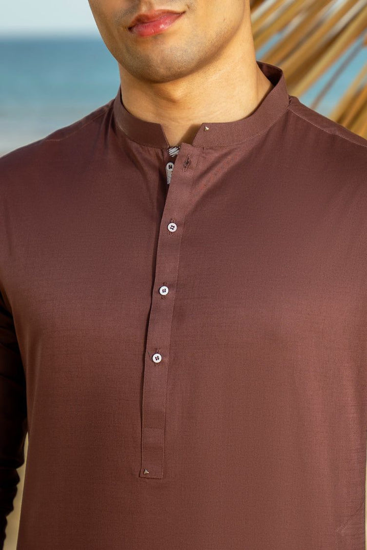 Cotton Brown Kurta - J. Junaid Jamshed