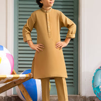 Blended Yellow Kurta Trouser - J. Junaid Jamshed