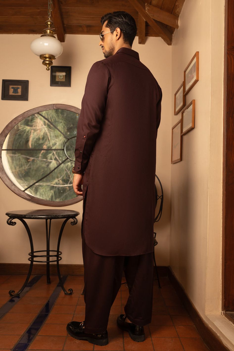 Blended Burgundy Kameez Shalwar - Almirah
