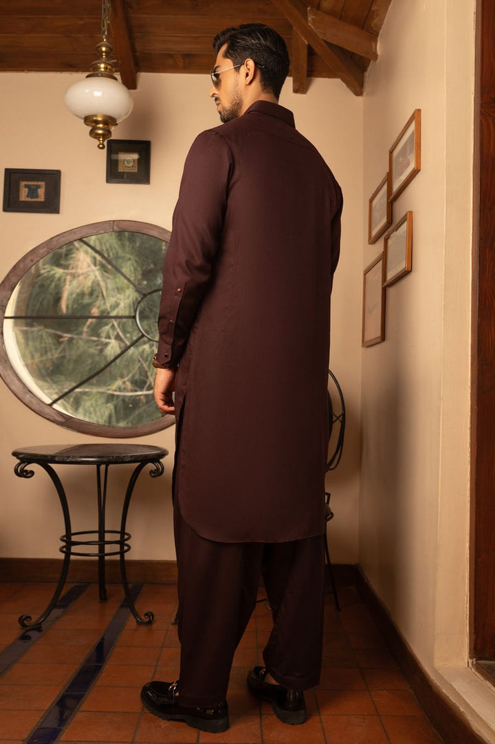 Blended Burgundy Kameez Shalwar - Almirah