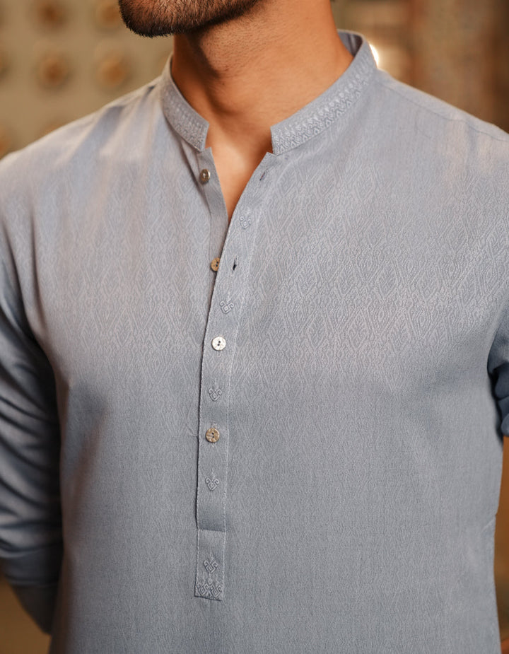 Blended Grey Kurta - J. Junaid Jamshed