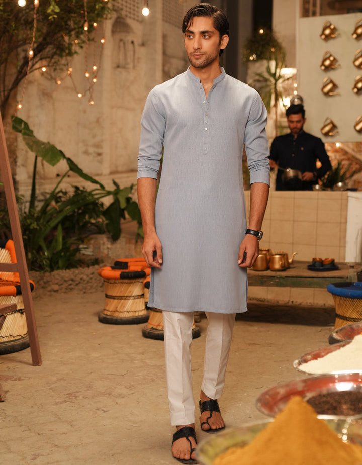 Blended Grey Kurta - J. Junaid Jamshed