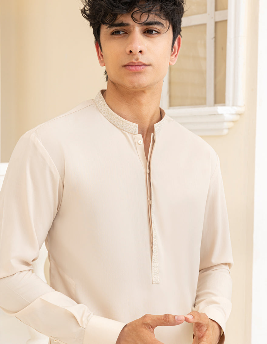 Blended Brown Shalwar Kameez- J. Junaid Jamshed