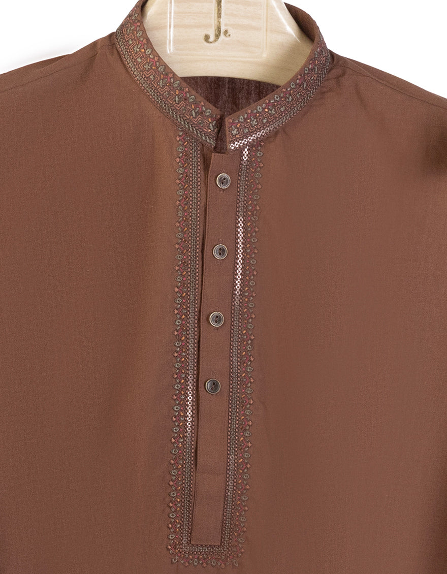 Blended Brown Shalwar Kameez - J. Junaid Jamshed