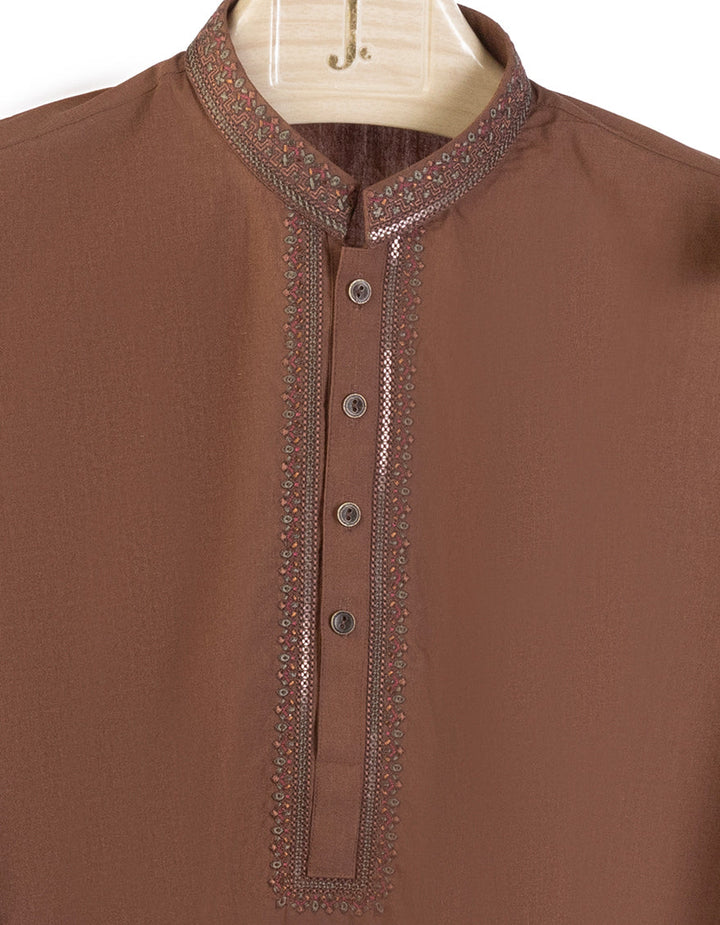 Blended Brown Shalwar Kameez - J. Junaid Jamshed