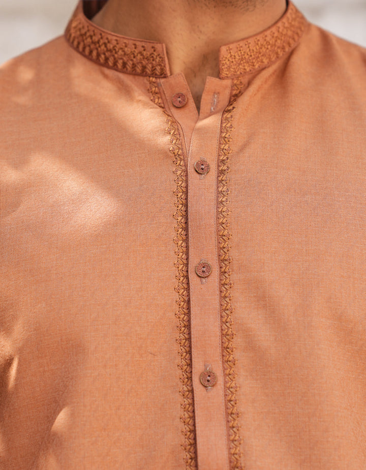 Blended Orange Kurta - J. Junaid Jamshed