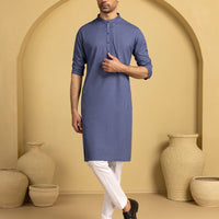 Blended Blue Kurta - J. Junaid Jamshed