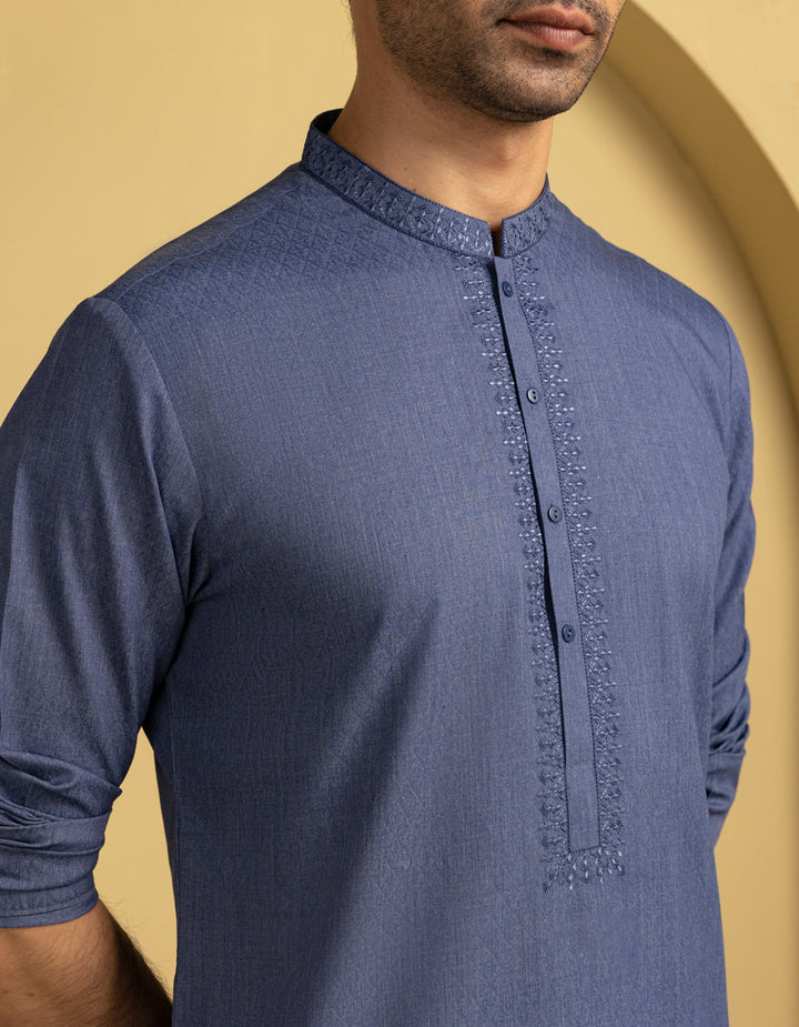Blended Blue Kurta - J. Junaid Jamshed