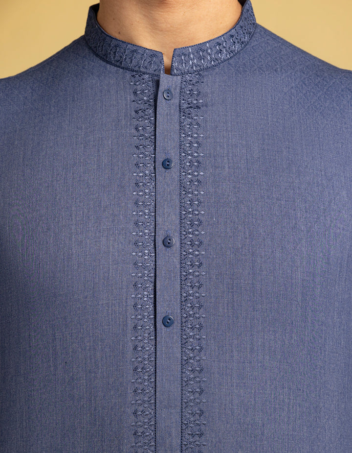 Blended Blue Kurta - J. Junaid Jamshed
