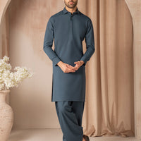 Blended Teal Blue Shalwar Kameez - J. Junaid Jamshed