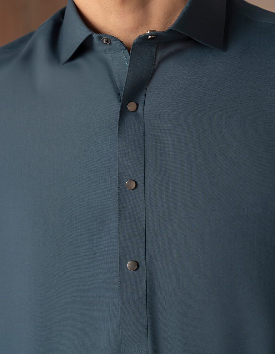 Blended Teal Blue Shalwar Kameez - J. Junaid Jamshed