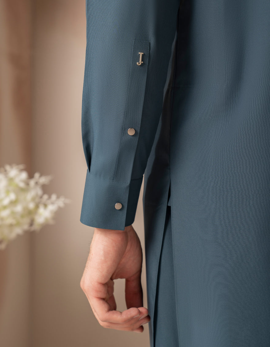 Blended Teal Blue Shalwar Kameez - J. Junaid Jamshed