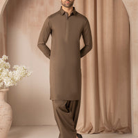 Blended Mehndi Brown Shalwar Kameez - J. Junaid Jamshed
