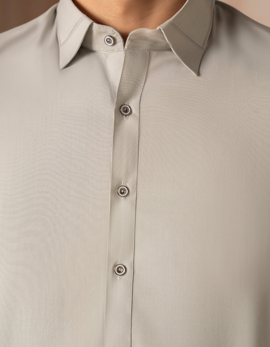 Blended Stone Grey Shalwar Kameez - J. Junaid Jamshed