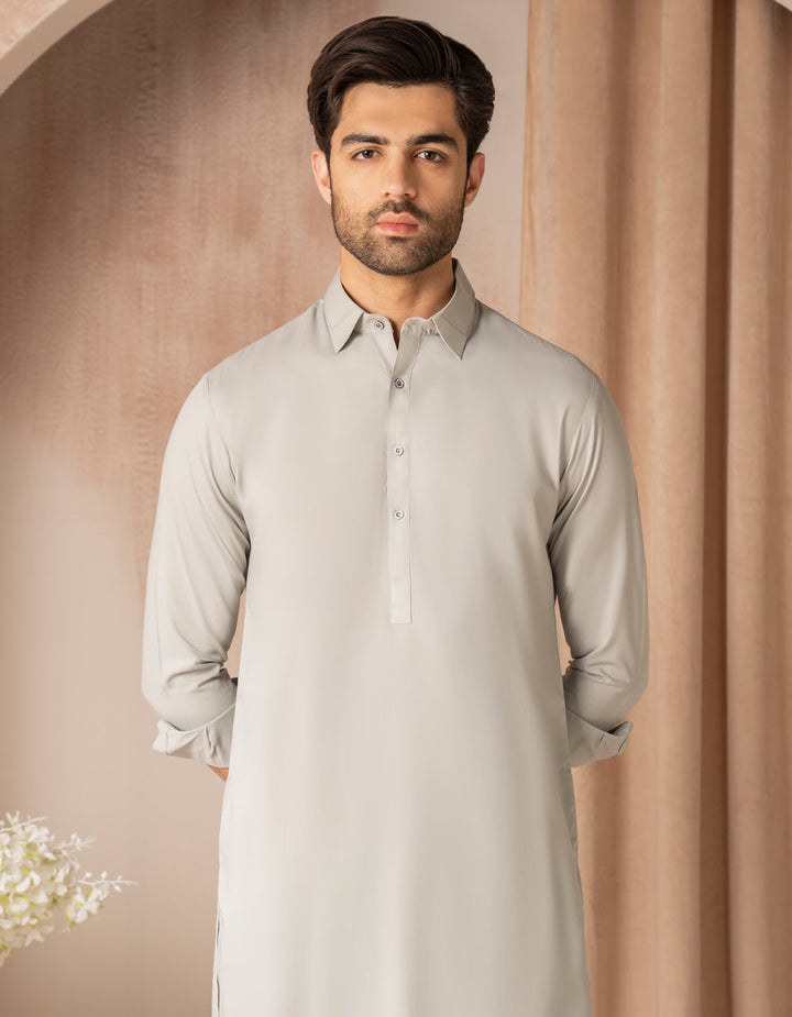 Blended Stone Grey Shalwar Kameez - J. Junaid Jamshed