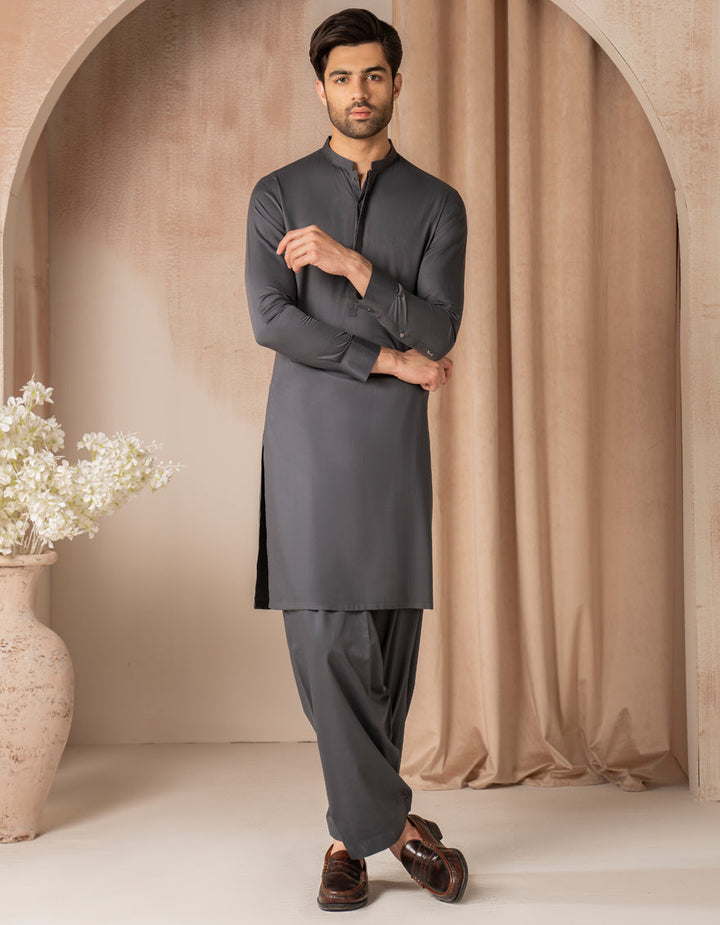Blended Grey Shalwar Kameez - J. Junaid Jamshed