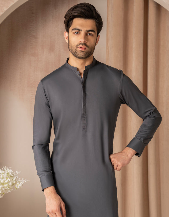Blended Grey Shalwar Kameez - J. Junaid Jamshed