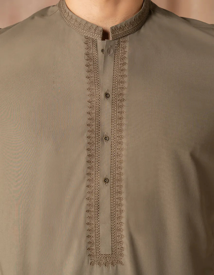 Blended Army Green Kurta Trouser - J. Junaid Jamshed