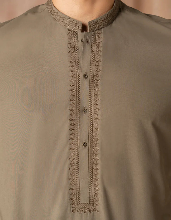 Blended Army Green Kurta Trouser - J. Junaid Jamshed