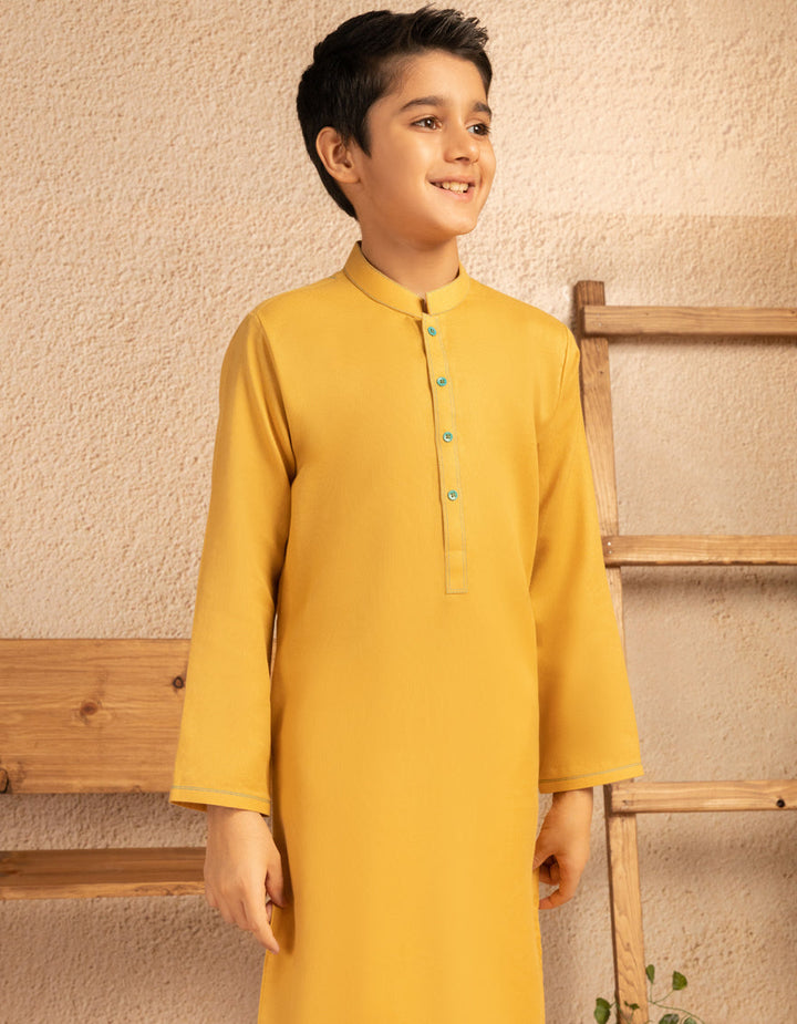 Cotton Mustard Kurta - J. Junaid Jamshed