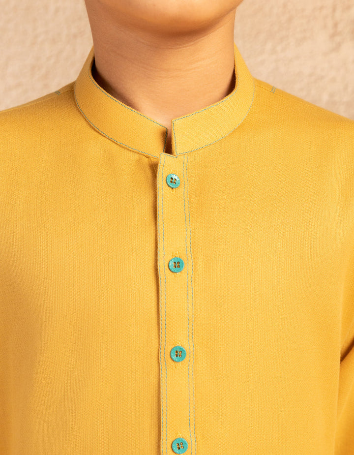 Cotton Mustard Kurta - J. Junaid Jamshed