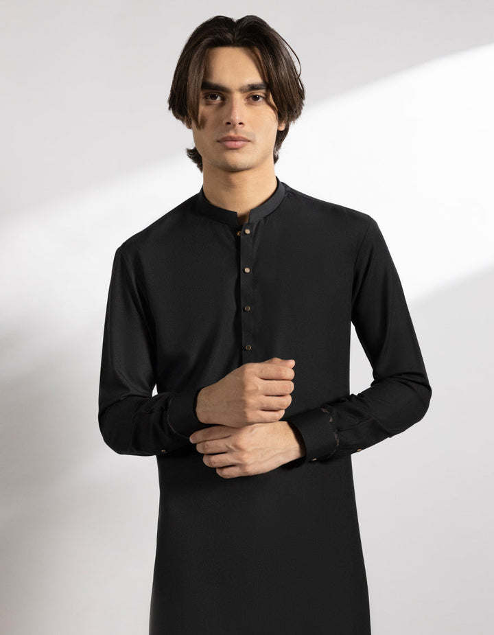 Blended Black Shalwar Kameez - J. Junaid Jamshed