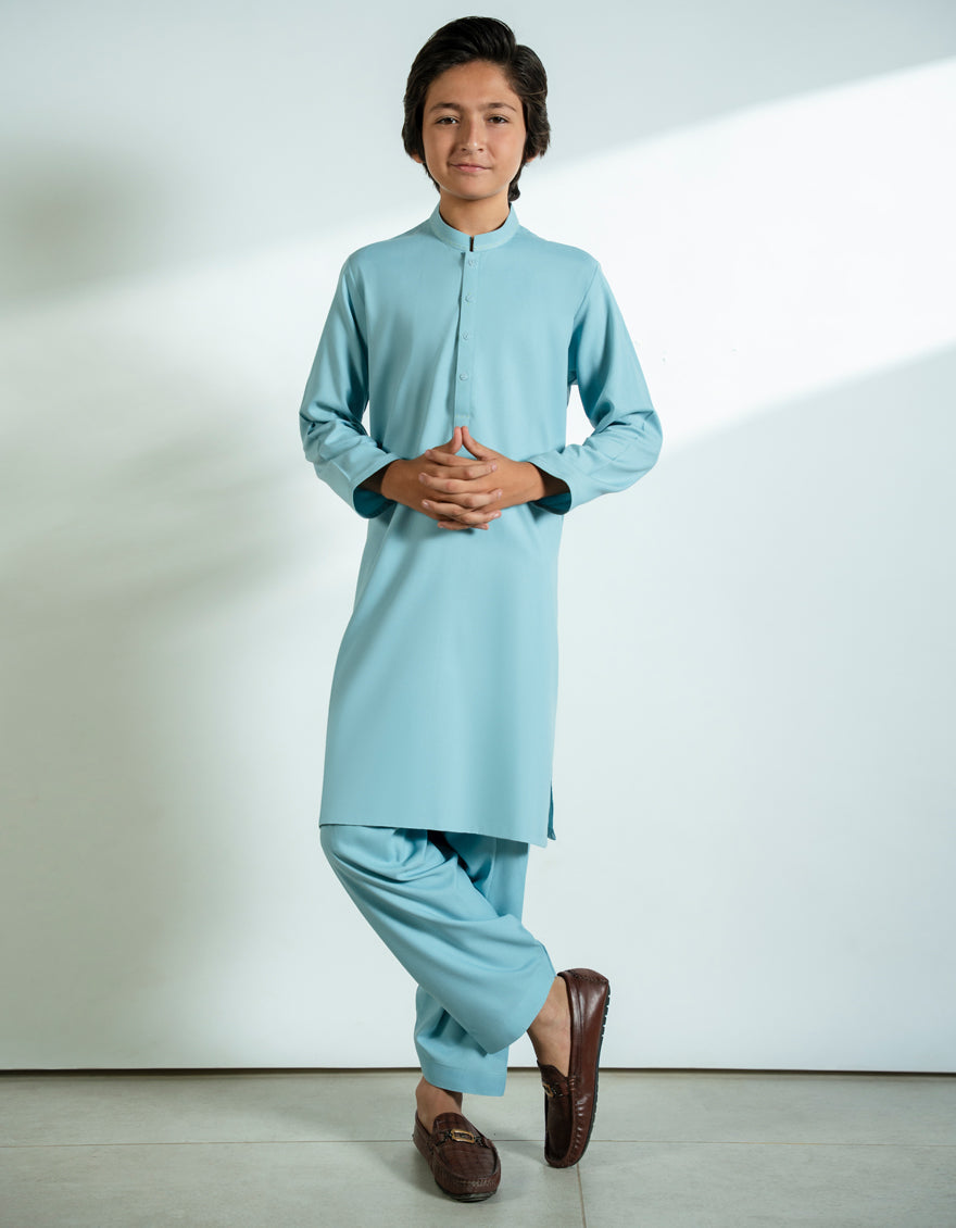 Blended Sky Blue Shalwar Kameez - J. Junaid Jamshed