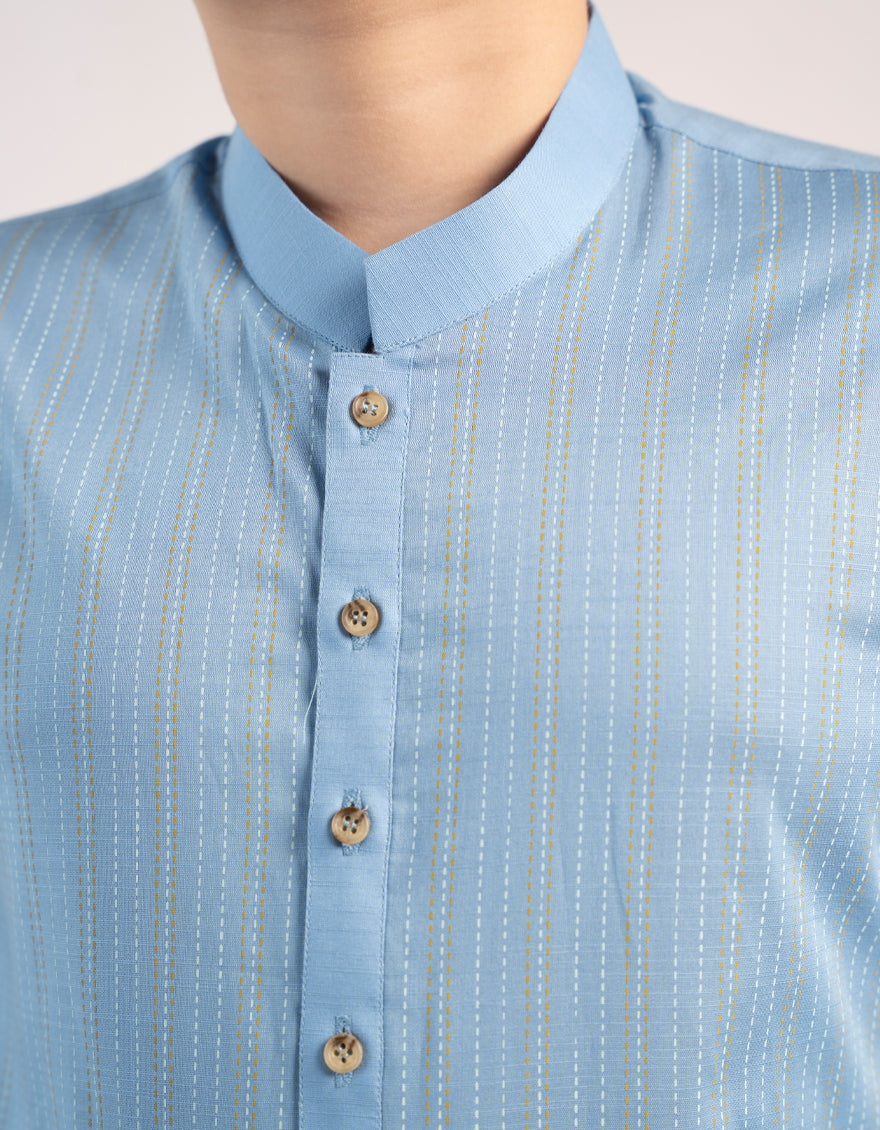 Cotton Sky Blue Kurta - J. Junaid Jamshed