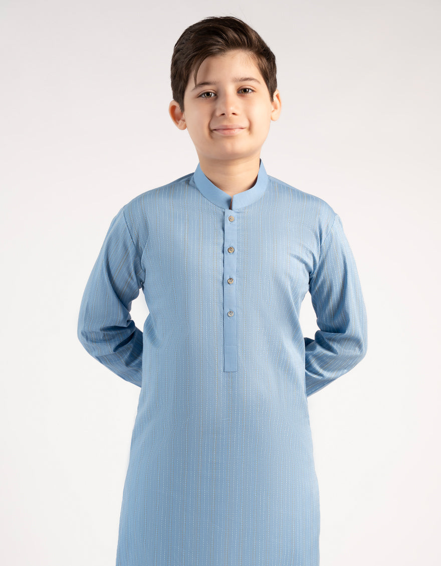 Cotton Sky Blue Kurta - J. Junaid Jamshed