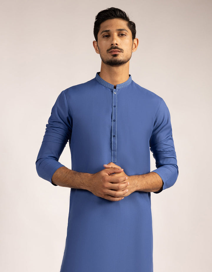 Polyester Blue Kurta Trouser- J. Junaid Jamshed