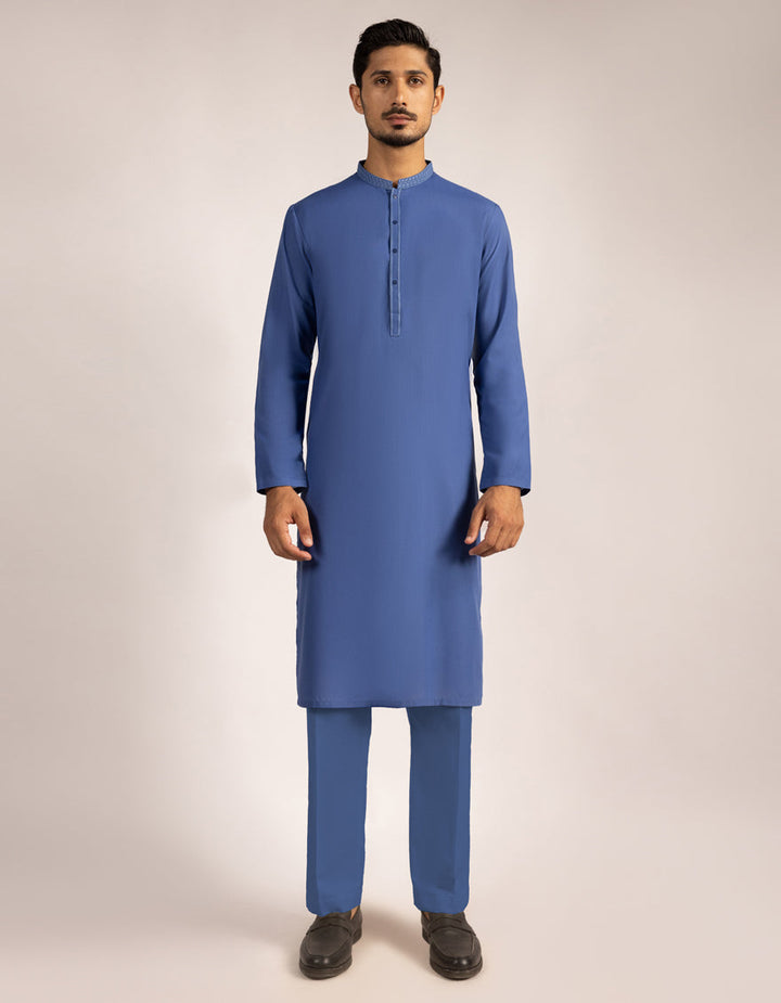 Polyester Blue Kurta Trouser- J. Junaid Jamshed
