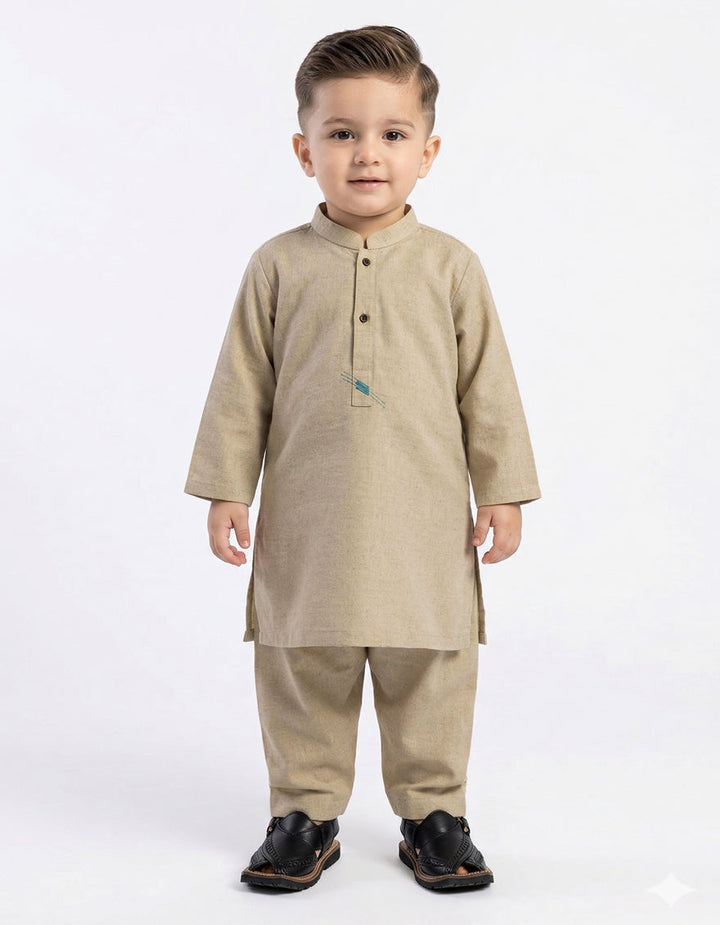 Polyester Beige Shalwar Kameez - J. Junaid Jamshed