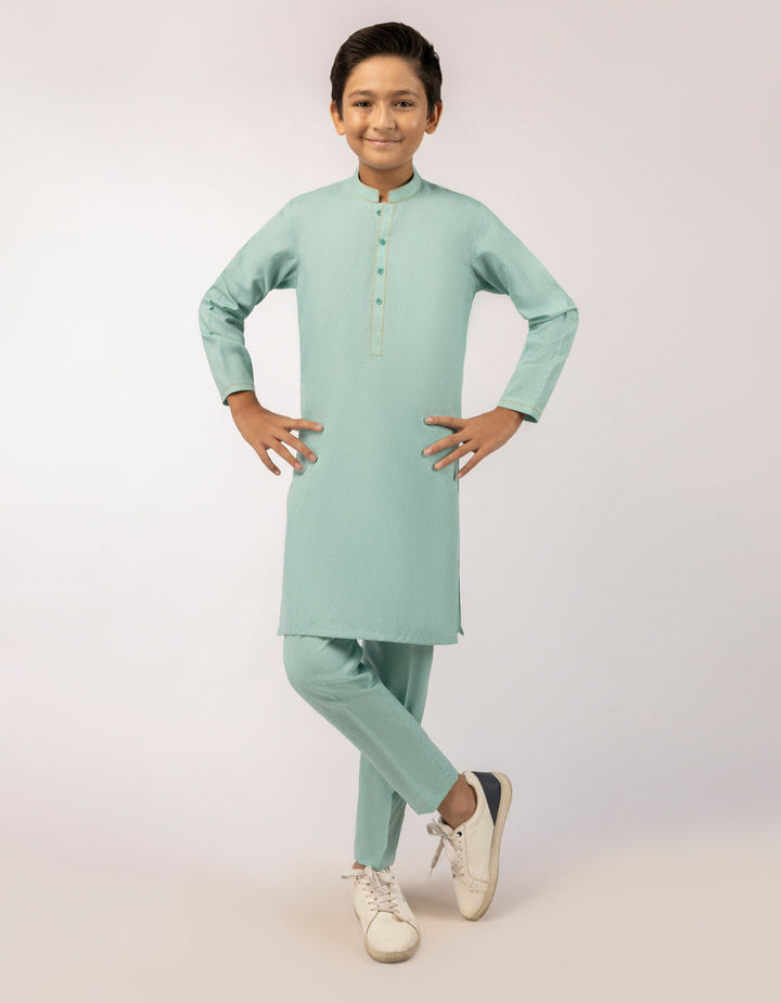 Polyester Sea Green Kurta Trouser- J. Junaid Jamshed
