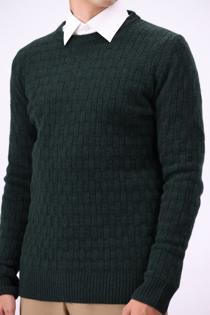 Lambs Wool Green Designer Sweater - Cambridge