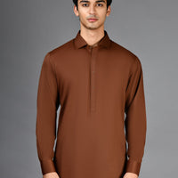 Blended Brown Shalwar Kameez- J. Junaid Jamshed