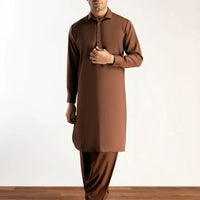 Blended Brown Shalwar Kameez - J. Junaid Jamshed
