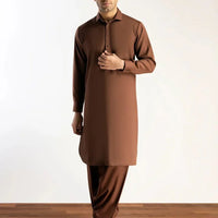 Blended Brown Shalwar Kameez - J. Junaid Jamshed