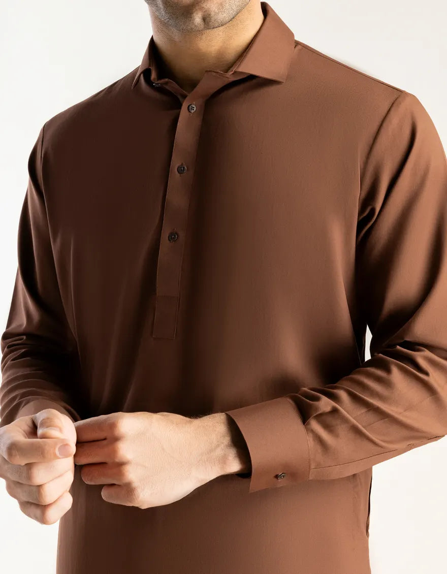 Blended Brown Shalwar Kameez - J. Junaid Jamshed