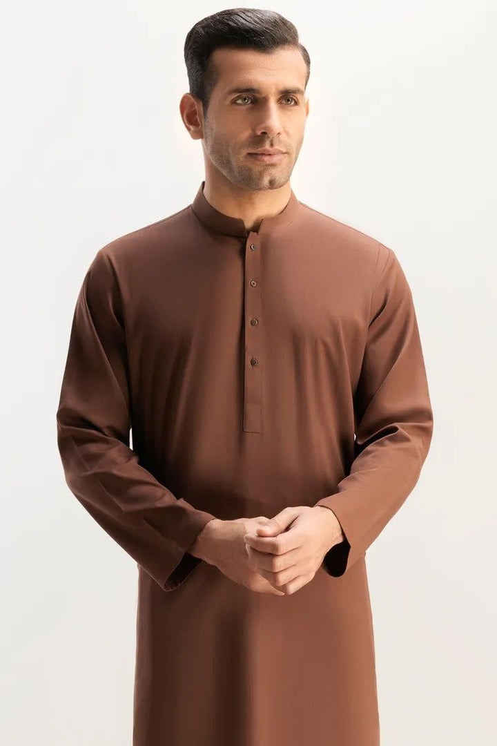 Blended Brown Kurta Trouser- J. Junaid Jamshed