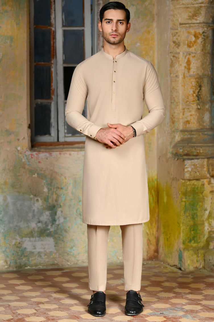 Blended Brown Kurta Trouser - J. Junaid Jamshed