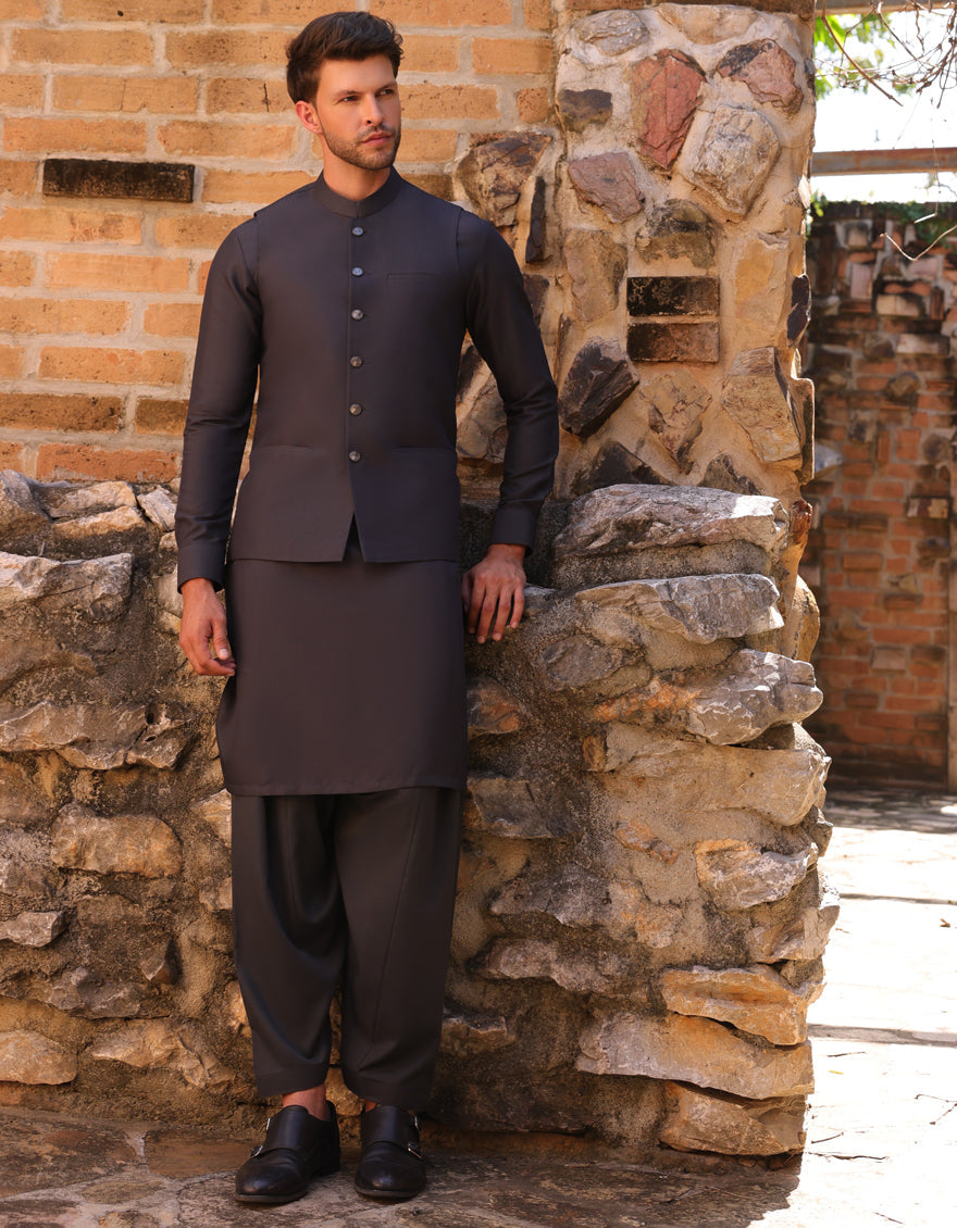 Blended Grey Shalwar Kameez - J. Junaid Jamshed